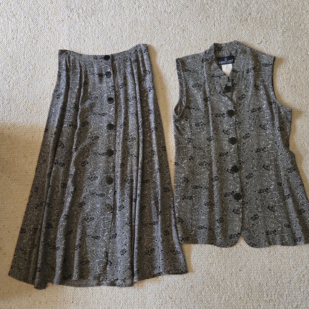 Vintage Carole Little Petite 4 Tunic Top and Flare Skirt